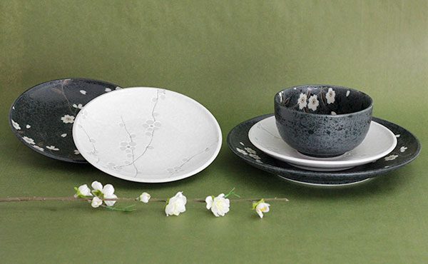 Springtime blossoms on dinnerware